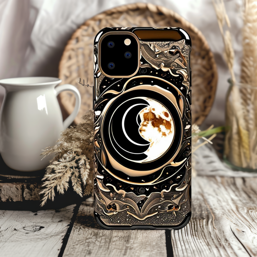 Artistic Moon Phase Phone Case - Tough Cases, Celestial Phone Case for iPhone, Samsung, and Google Pixel
