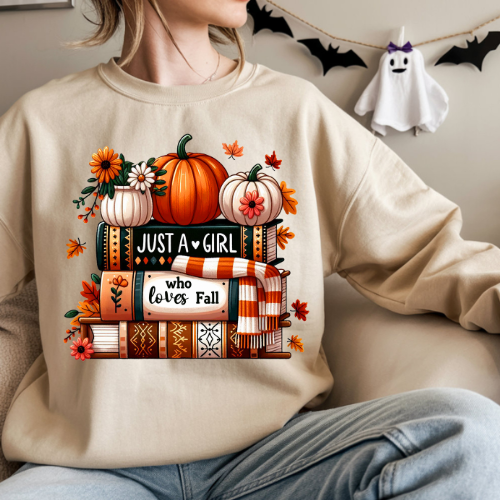 Fall Vibes Crewneck Sweatshirt, Cozy Autumn Apparel, Pumpkin Spice Lover Gift, Just a Girl Sweatshirt, Harvest Season Top, [...]