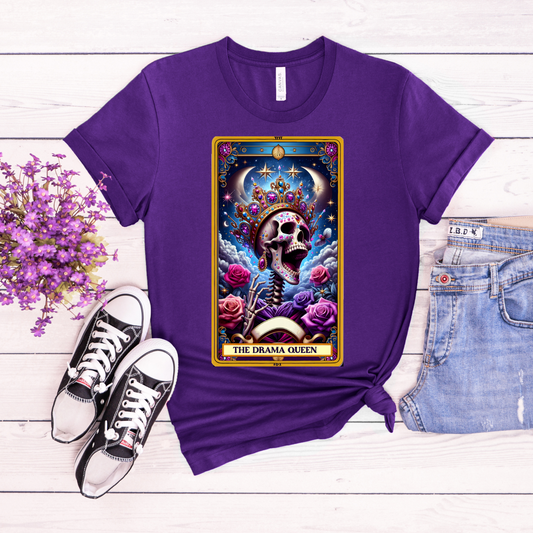 Drama Queen Skull Graphic Tee - The Drama Queen Funny Tarot Card, Sarcastic Skeleton, Witchy Vibes T-Shirt, Drama Queen Tarot Card, Witchy Tarot Card Shirt, Trendy Tarot