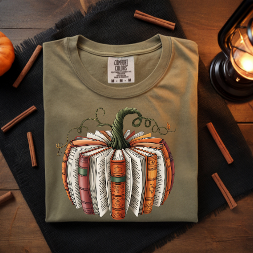 Pumpkin Books Crewneck Sweatshirt - Cozy Fall Apparel, Fall Book Reader Shirt