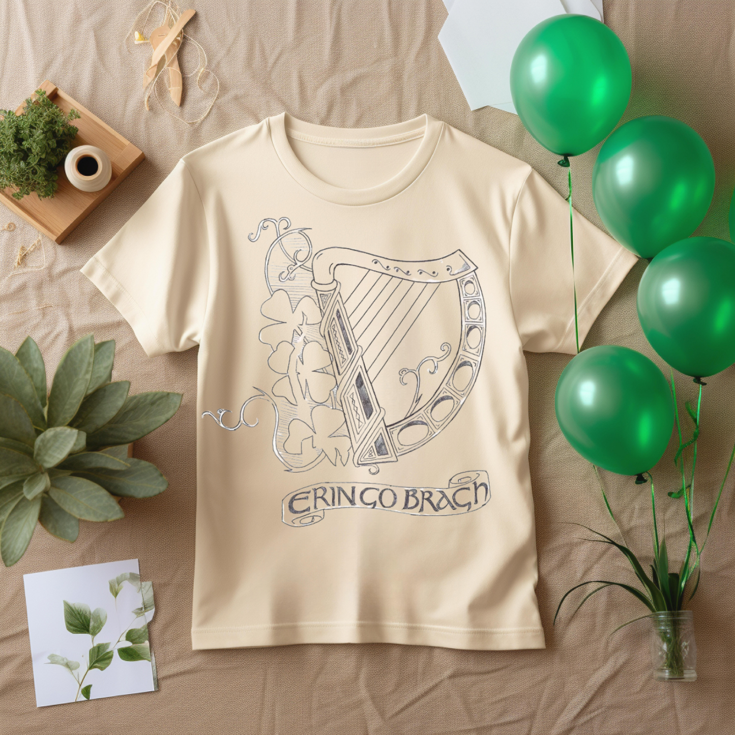 Celtic Heritage T-Shirt - Unisex Softstyle Tee with Harp Design, Perfect for St. Patrick's Day, Festivals, Family Gatherings, Gift