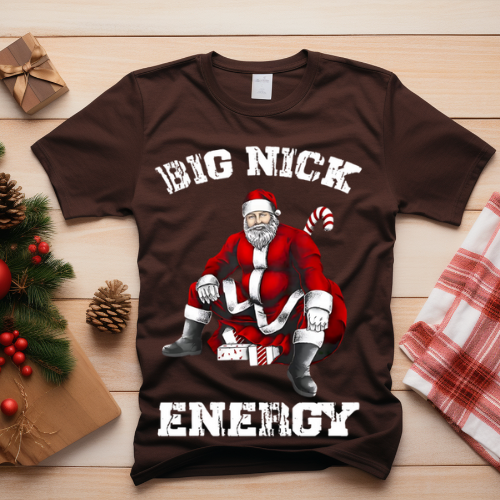 Big Nick Energy Unisex T-shirt, Festive Holiday Tee, Santa Humor Shirt, Christmas Apparel, Fun Gift for Him/Her