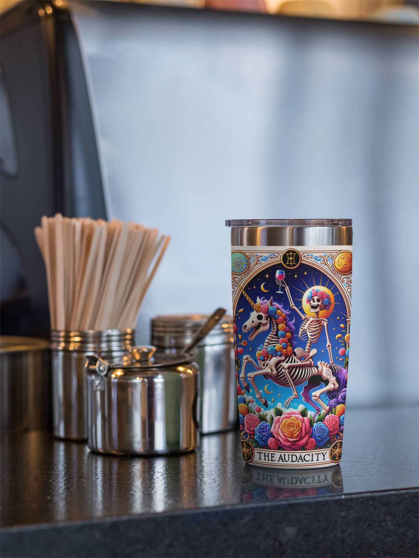 The Audacity Tarot Card Tumbler, Occult tarot card tumbler, The Audacity Tarot tumbler, tarot card tumbler