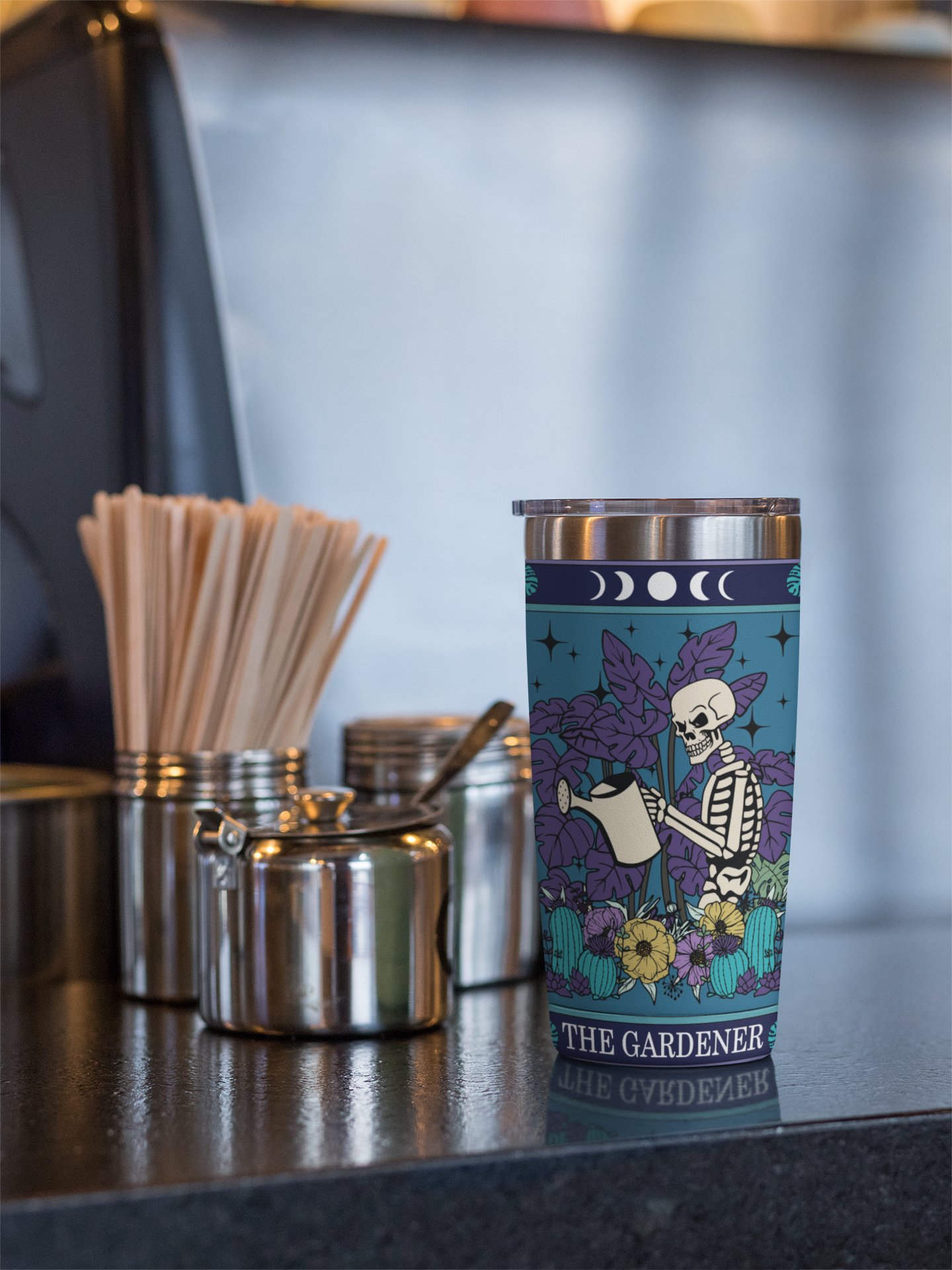 The Gardener Tarot Card Tumbler, Occult Gardener tarot card tumbler, The Gardener Tarot tumbler, Gardener tarot card tumbler