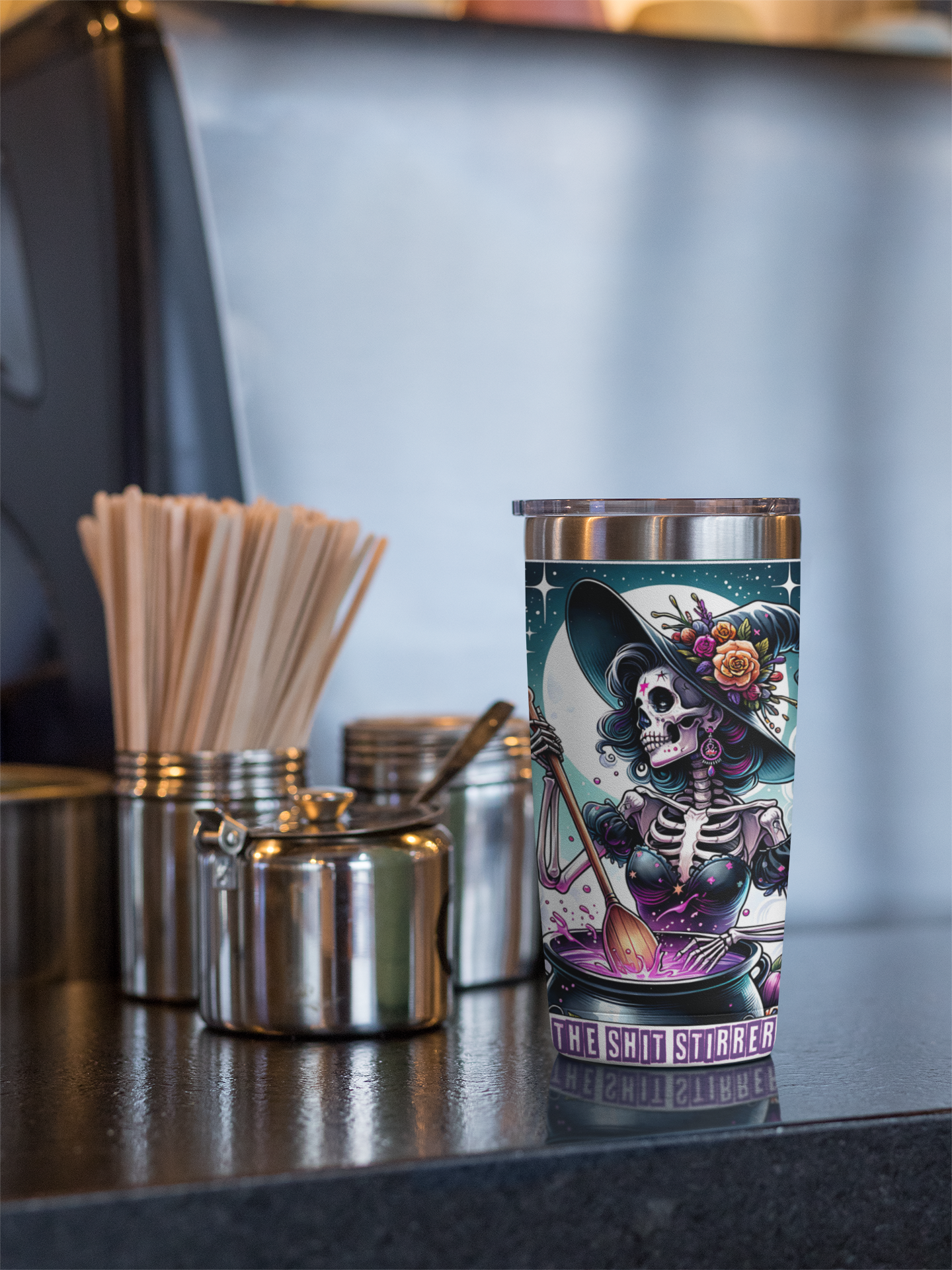 The Shit Stirrer Tarot Card Tumbler, Witchy Halloween Tumbler, Celestial Tumbler, Witch Tumbler