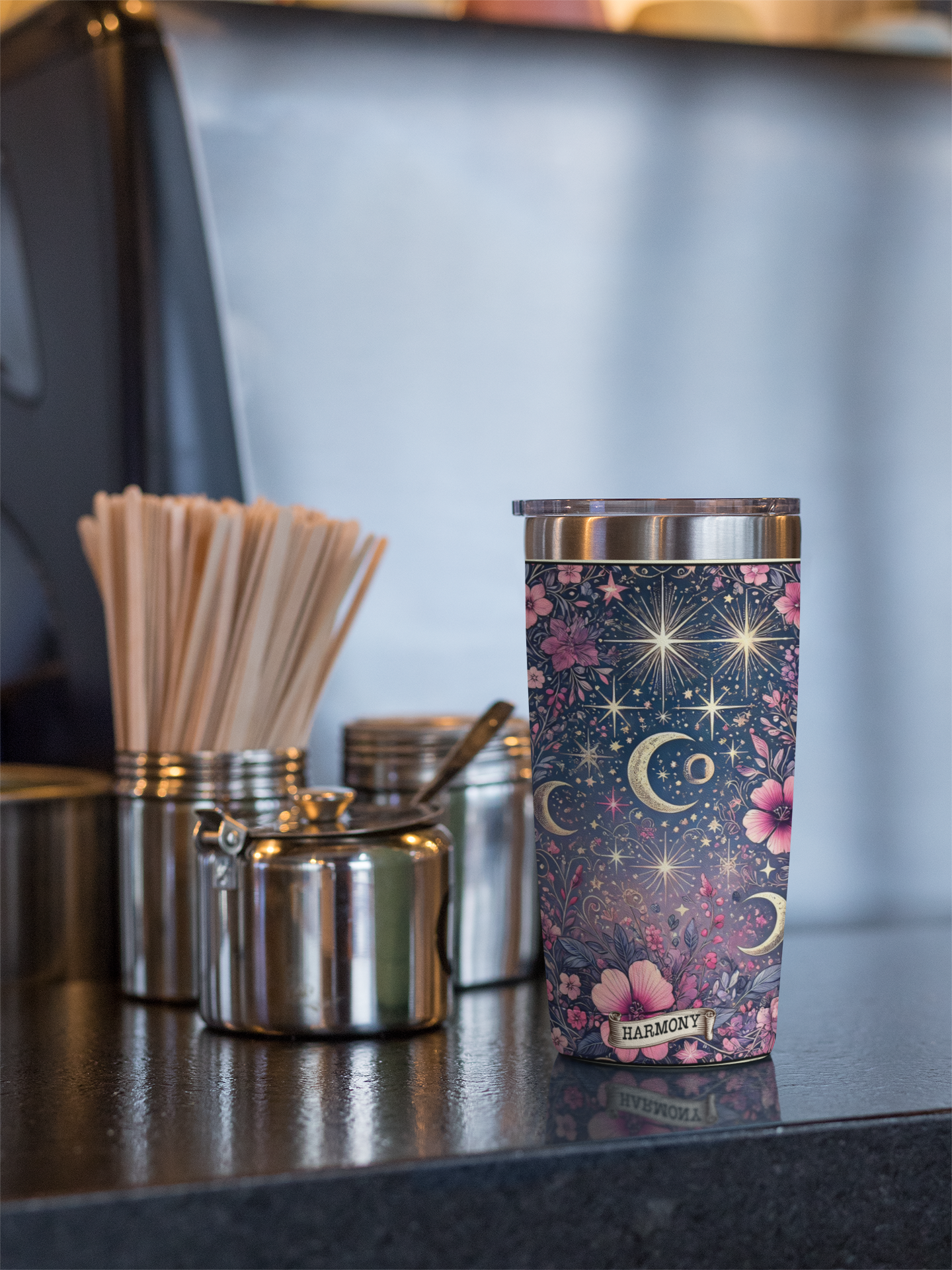 Celestial Floral 20oz Tumbler - Vibrant Travel Mug for All Occasions, Celestial Tumbler, Celestial Harmony Tumbler, Celestial Flower Tumbler