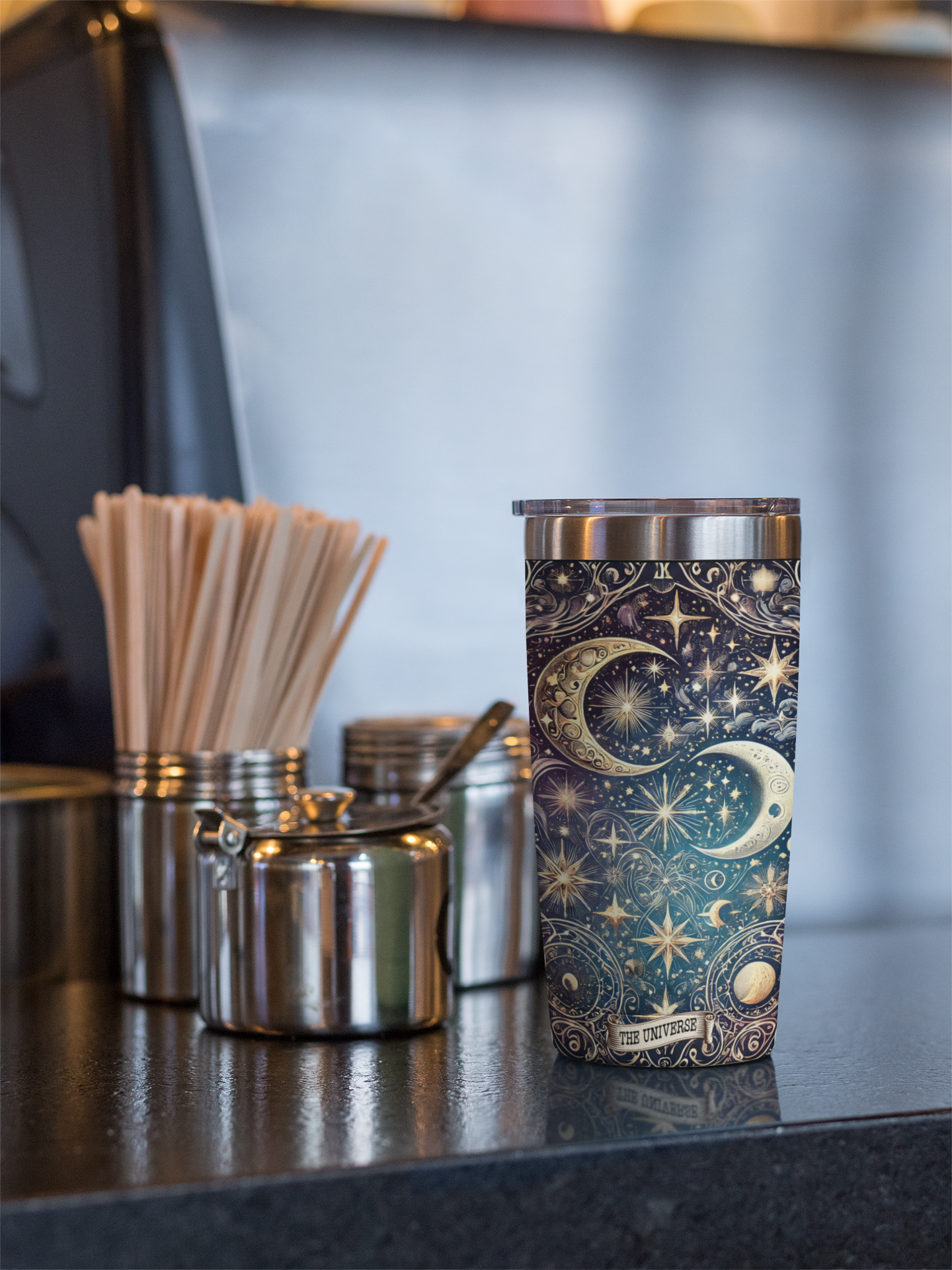 Celestial Dreams 20oz Tumbler - Starry Night Design, Perfect for Astrology Lovers The Universe Tumbler, Celestial Tumbler, Celestial Moon and Sun Tumbler