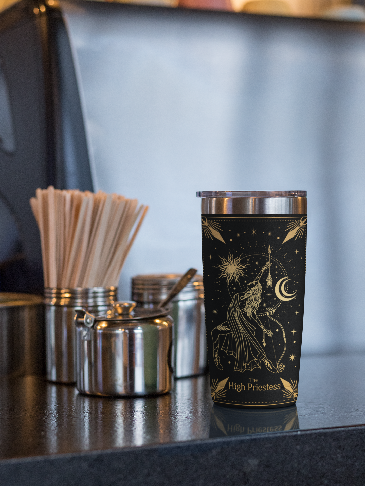 The High Priestess Tarot Card Tumbler, Occult High Priestess tarot card tumbler, The High Priestess Tarot tumbler, High Priestess tarot card