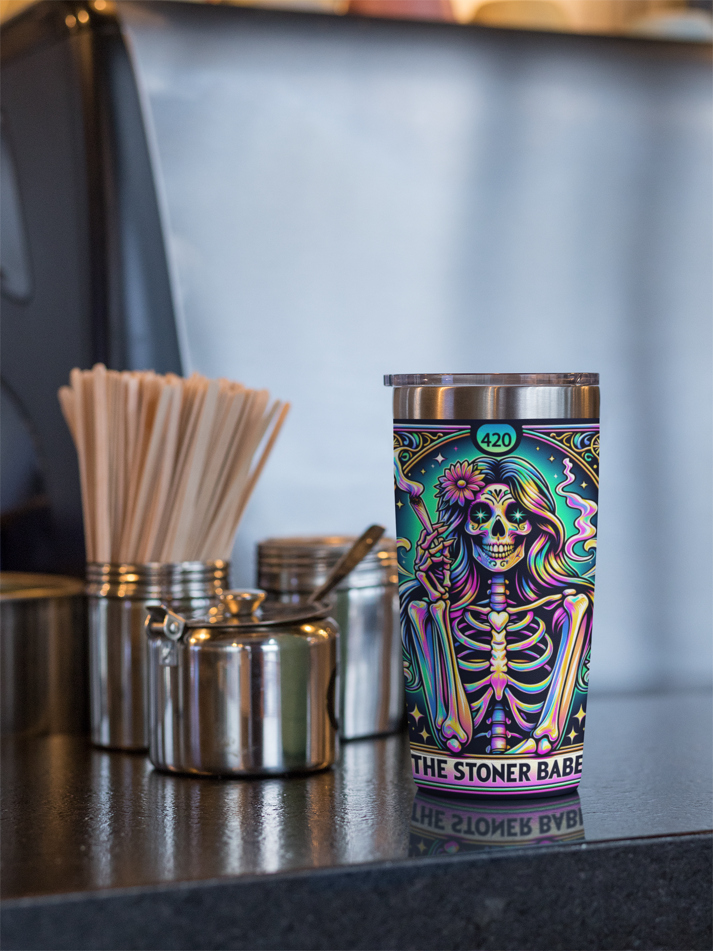 The Stoner Babe Tarot Card Tumbler, 420 Tarot Card Tumbler, Stoner Tumbler, Stoner Babe Tarot Card