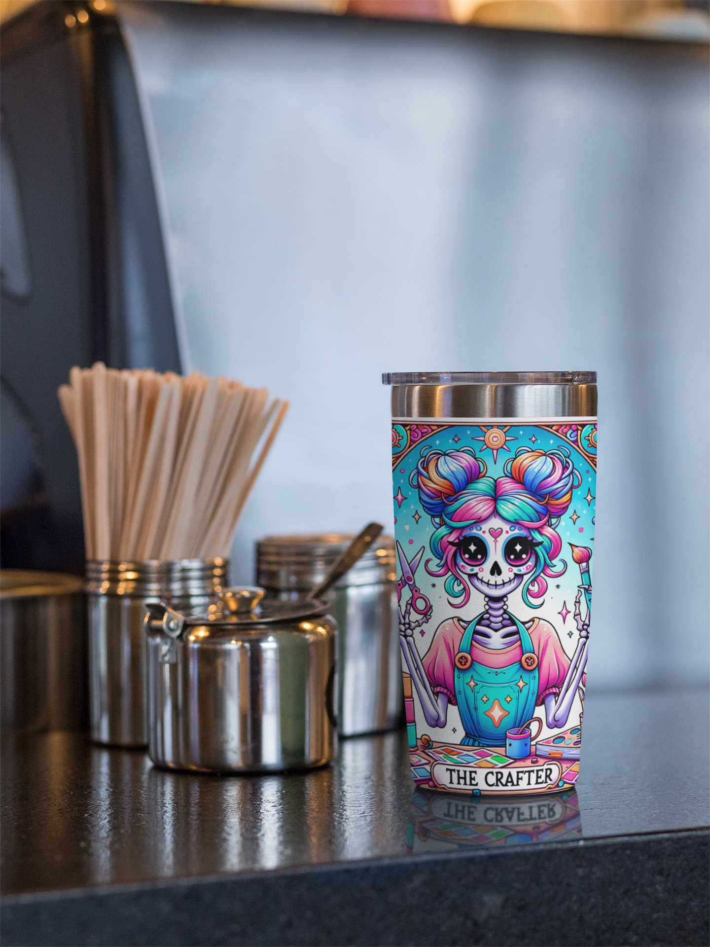 Colorful Artistic 20oz Tumbler – Perfect for Creatives & Art Lovers! The Crafter Tarot Card Tumbler, Crafting Girl Skeleton Tumbler, Trendy Skull Crafty, Funny Tarot Tumbler, Crafty Mom Tumbler, Funny Skeleton Tumbler