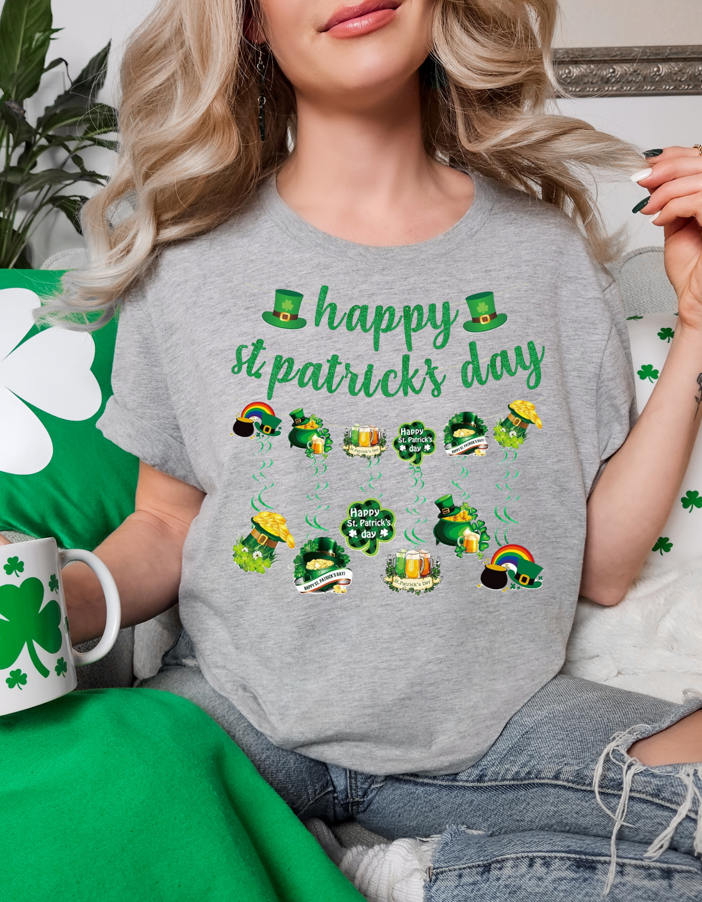 Happy St. Patrick's Day Unisex Softstyle T-Shirt, Lucky Shirt, Festival Apparel, Holiday Gift, Shamrock Tee