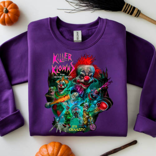 Killer Klowns Graphic T-Shirt — Retro Horror Clown Movie Tee