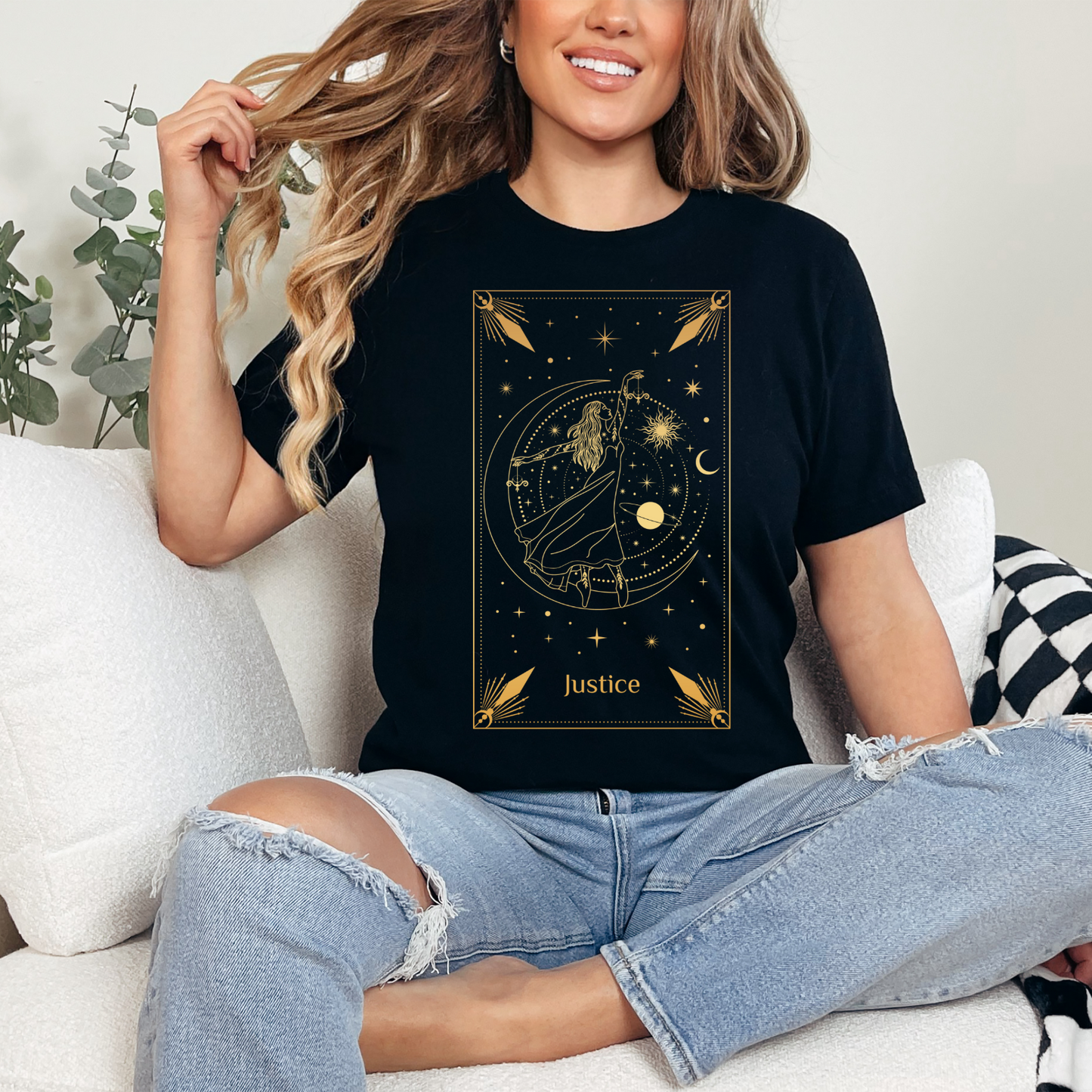 Justice Tarot Card Shirt, Justice Tarot Card Tee, Tarot Card Shirt, Celestial Shirt, Mystical Shirt, Spiritual Shirt, Witchy Shirt