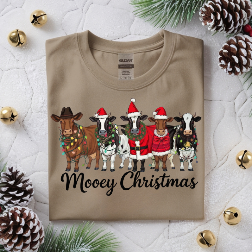 Cozy Holiday Sweatshirt, Mooey Christmas Crewneck, Funny Christmas Gift, Unisex Sweater for Farm Lovers, Warm Festive Apparel