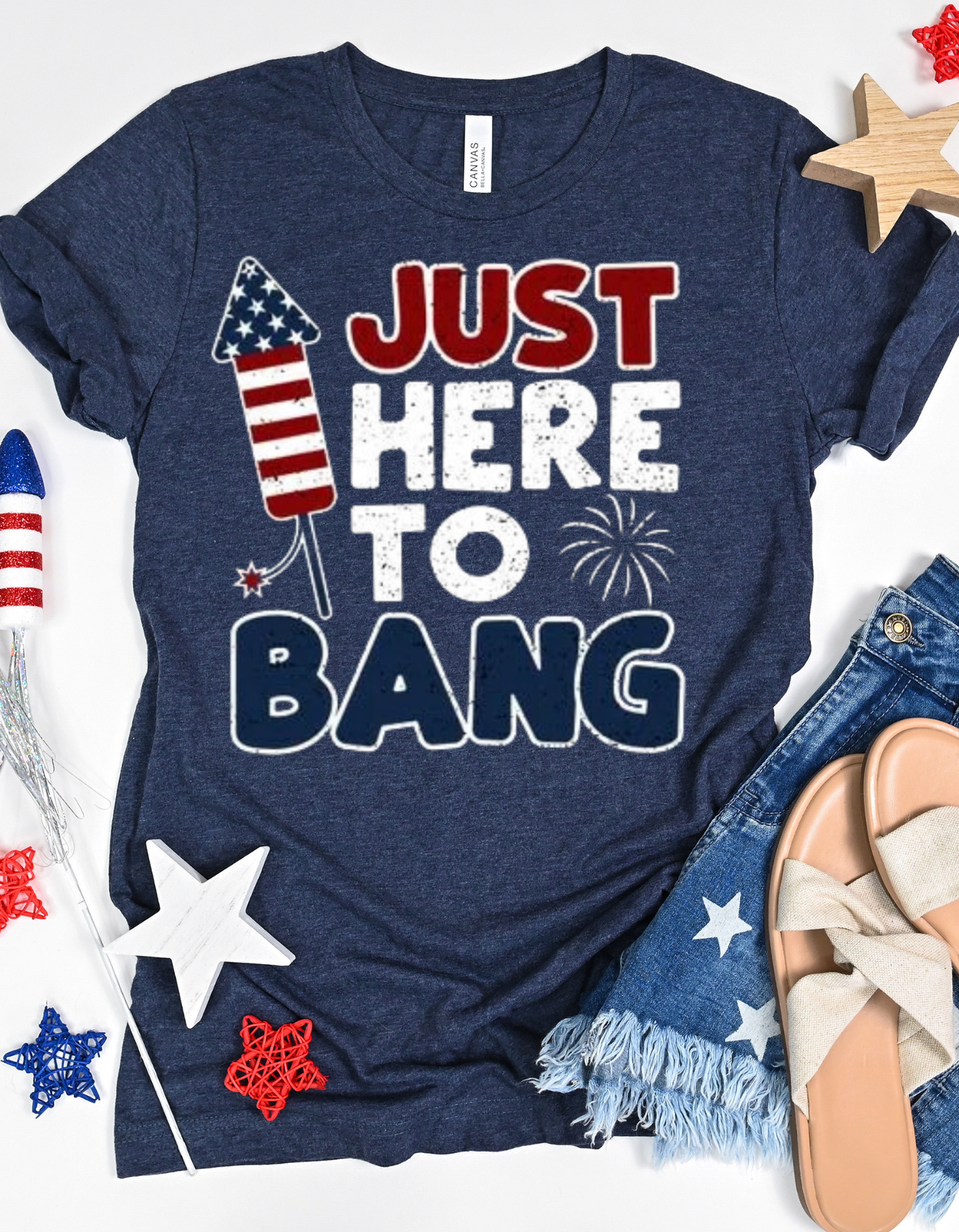 Unisex Softstyle T-Shirt - Just Here to Bang - Fun Independence Day Tee, Fourth of July Shirt, Summer Celebration Apparel, Festive [...]