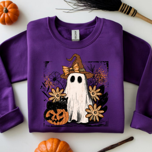 Spooky Ghost Sweatshirt – Halloween Cozy Crewneck, Fall Fashion, Unisex Pullover, Autumn Vibes, Trick or Treat Apparel