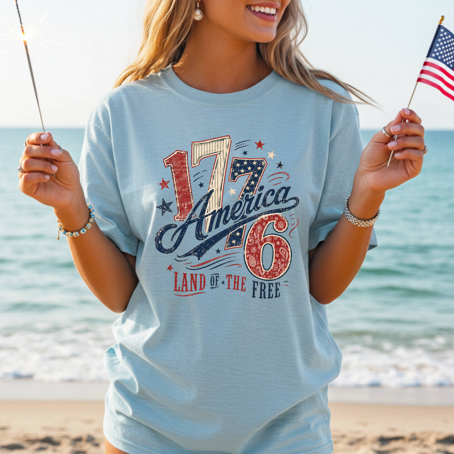 America 1776 'Land of the Free' T-Shirt, 4th of July Shirt