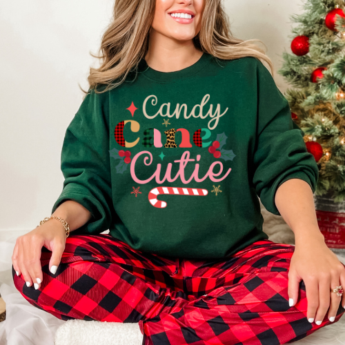 Candy Cane Cutie Sweatshirt, Cozy Winter Apparel, Christmas Gift, Holiday Outfit, Unisex Crewneck
