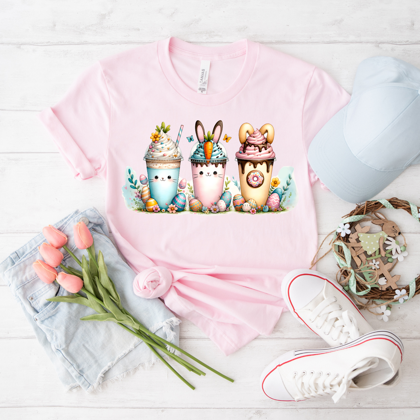 Cute Bunny Ice Cream Unisex T-shirt, Spring Outfit, Easter Gift, Animal Lover Shirt, Pastel Colors Tee