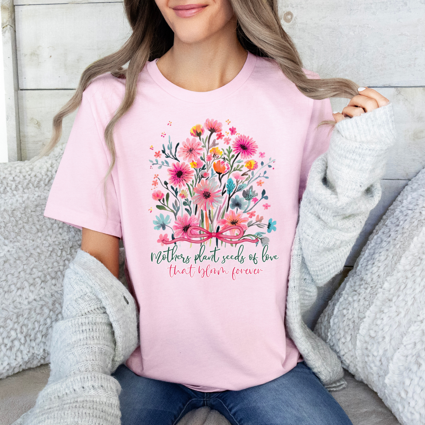 Floral Bouquet T-Shirt — "Nothing Short Lived, Seeds in the Heart Bloom Forever". Mother's Day flower Shirt