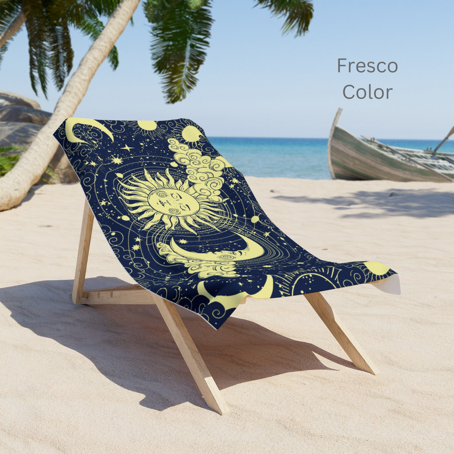 Celestial Sun & Moon Beach Towel — Vintage Astrological Star Design
