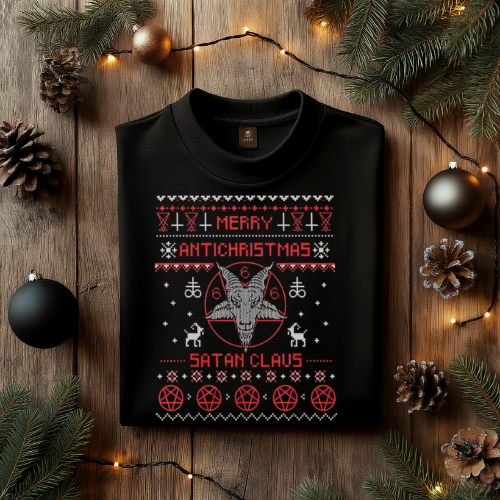 Unisex Anti-Christmas T-Shirt, Funny Holiday Tee, Satan Claus Novelty Shirt, Gift for Him/Her, Festive Party Wear