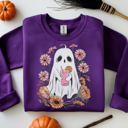 Floral Ghost Sweatshirt, Ghosty Flower Shirt, Halloween Sweatshirt