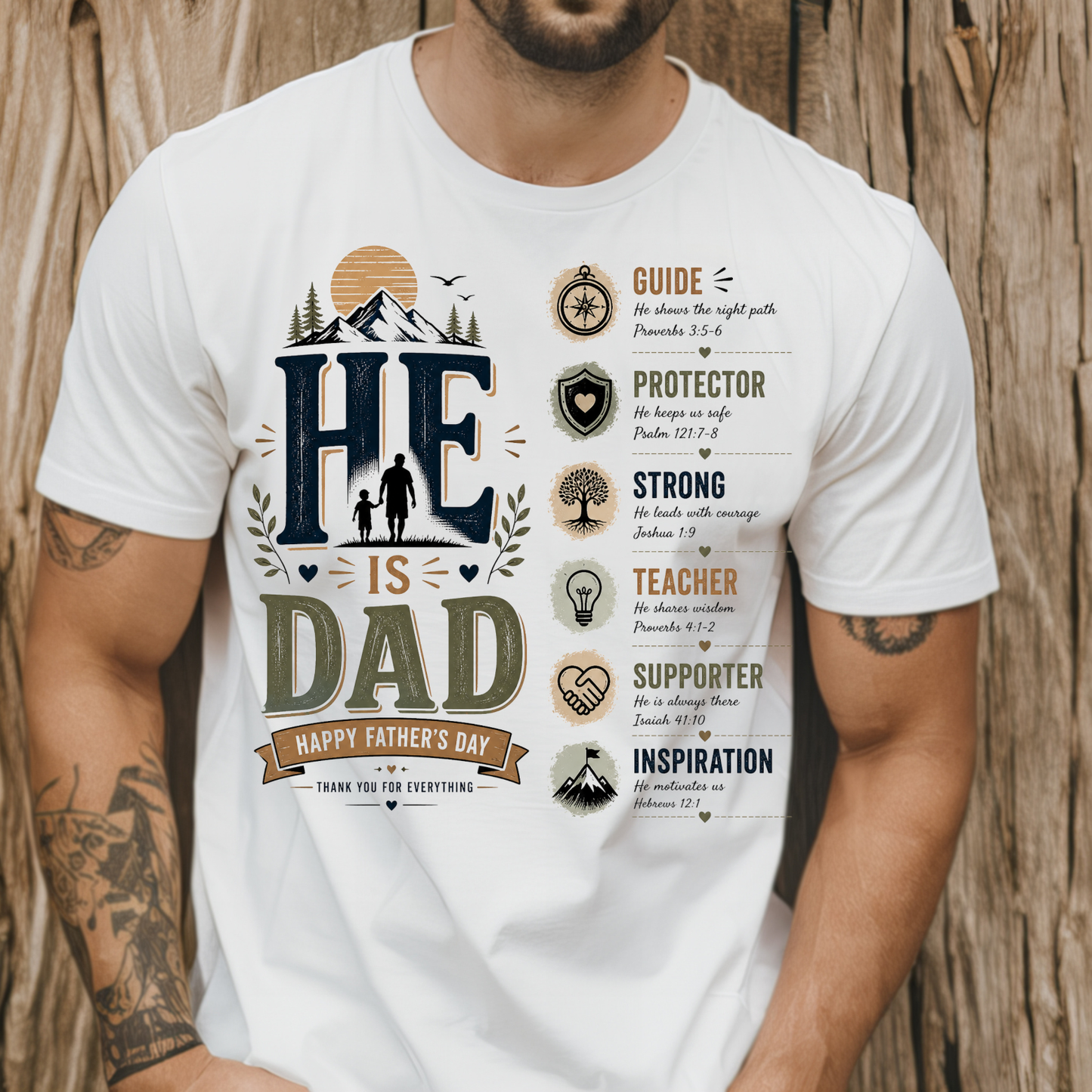 Fatherhood Vintage T-Shirt – "He is Dad" Guide, Protector & Strong Dad Tribute Tee, Father's Day Shirt
