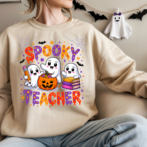 Halloween Teacher Sweatshirt, Funny Teacher Gift, Spooky Crewneck, Fall Apparel, Halloween Costume, Cozy Spirit Wear