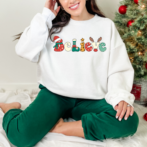 Holiday Cheer Sweatshirt, Believe Sweatshirt, Christmas Gift, Cozy Crewneck, Unisex Sweater, Festive Apparel