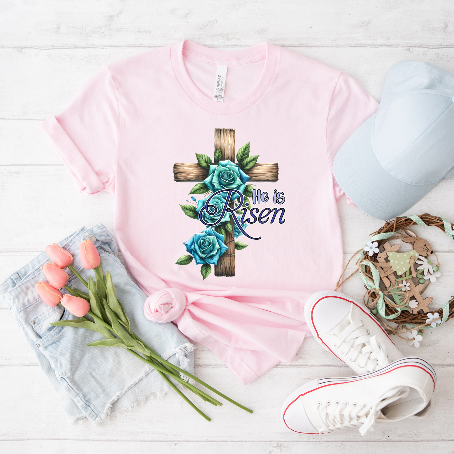 Faith-Inspired Unisex T-Shirt, Christian Apparel, Easter Gift, Rose Design Tee, Inspirational Top, Casual Wear, Gender-Neutral Shirt