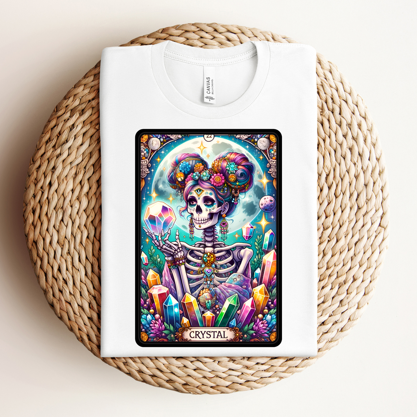 Crystal Skeleton Unisex Jersey Tee - Crystal Tarot Card Shirt, Crystal Shirt, Tarot Card Shirt,