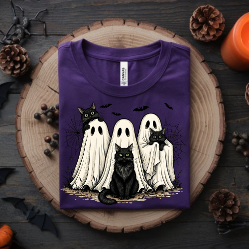 Spooky Cats Crewneck Sweatshirt, Spooky Ghost Shirt, Vintage Halloween Ghost shirt