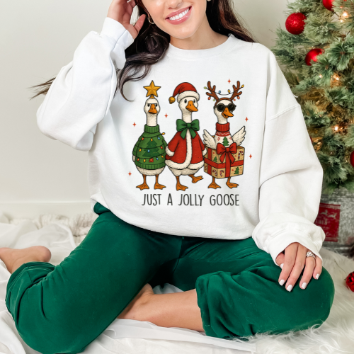 Holiday Jolly Goose Sweatshirt - Cozy, Fun, Unisex Apparel for Christmas, Gift for Duck Lovers, Festive Sweater, Winter Comfort