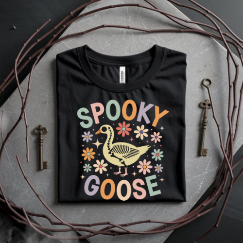 Spooky Goose Crewneck Sweatshirt — Retro Pastel Halloween Goose Graphic