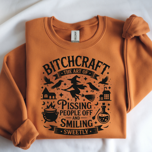 Witchy Crewneck Sweatshirt for Casual Comfort | Bitchcraft, Perfect for Fall, Halloween, Gifts, Cozy Wear