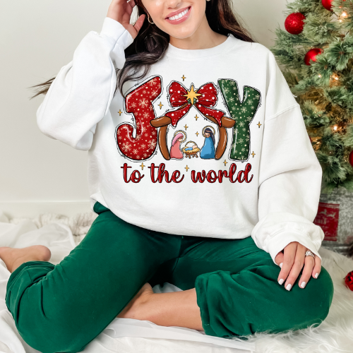 Joy to the World Crewneck Sweatshirt, Cozy Holiday Gift, Unisex Sweatshirt, Festive Winter Apparel, Comfortable Christmas Wear