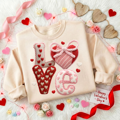 Valentine Love Crewneck Sweatshirt — Heart Gift Graphic