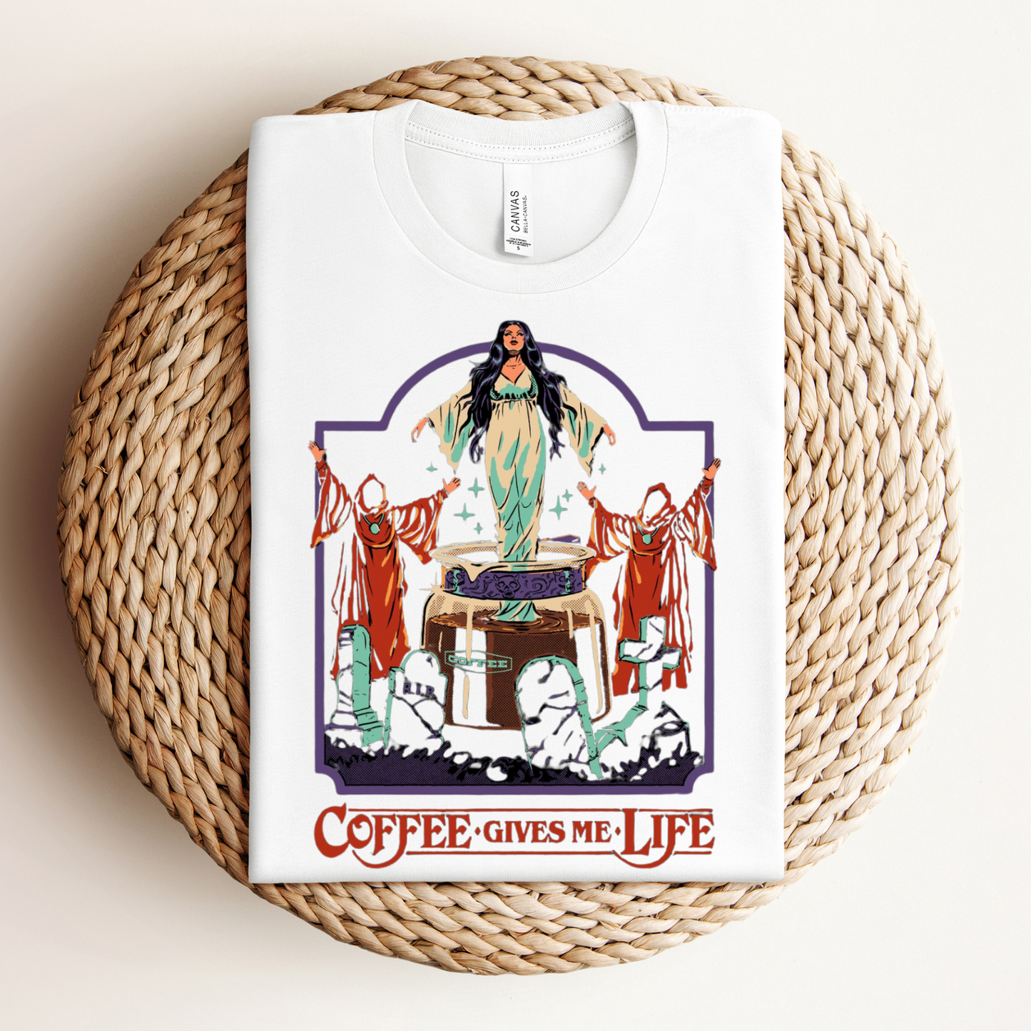 Coffee gives me life shirt, Coffee witch shirt, Coffee worship shirt, Halloween coffee shirt, cult coffee shirt