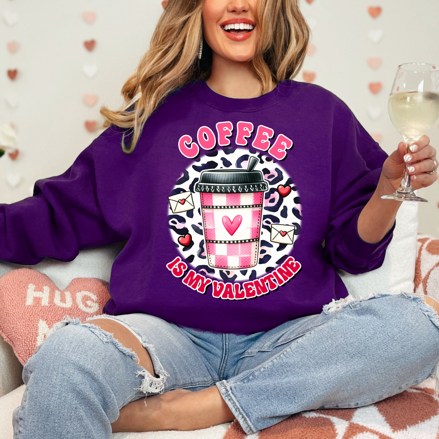 Coffee Is My Valentine Sweatshirt | Cozy Unisex Crewneck for Coffee Lovers | Valentine's Day Gift, Winter Essential, Cute Casual Wear