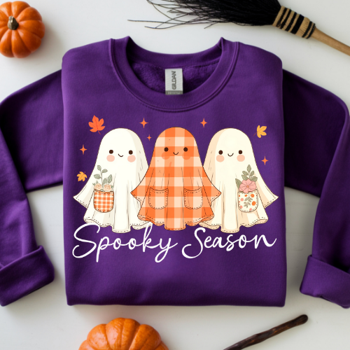 Spooky Season Ghosts Crewneck Sweatshirt, Autumn Ghost Sweatshirt