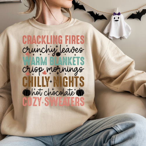 Cozy Fall Sweatshirt: Perfect for Chilly Nights, Hot Chocolate, Autumn Vibes, Thanksgiving, Gift for Him or Her