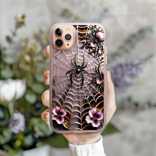 Spooky Floral Spider Phone Case - Tough Cases for Halloween Lovers