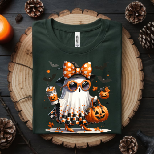 Boojee Halloween Pumpkin Ghost Sweatshirt, Cozy Fall Apparel, Unisex Crewneck, Unique Halloween Gift, Casual Sweatshirt for Celebrations