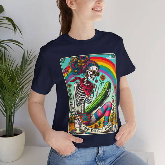 Vintage Skeleton Art Unisex T-Shirt | The Dirty Hoe Design, Funny Tarot Card T-Shirt, The Dirty Hoe, Gift for Gardeners, Wet My Plants, Colorful Rainbow Graphic Tee, Unique Gift Idea