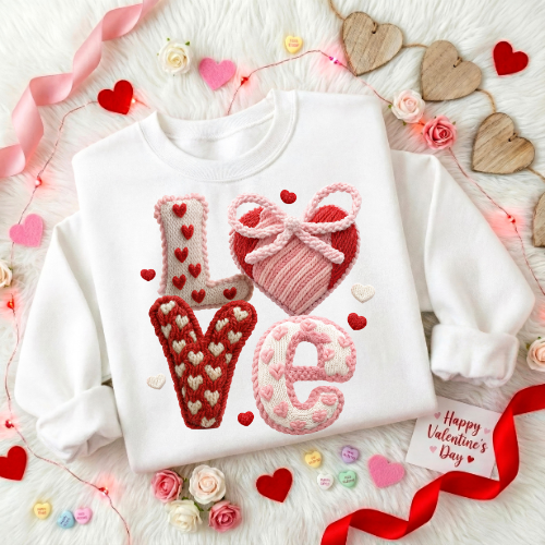 Valentine Love Crewneck Sweatshirt — Heart Gift Graphic