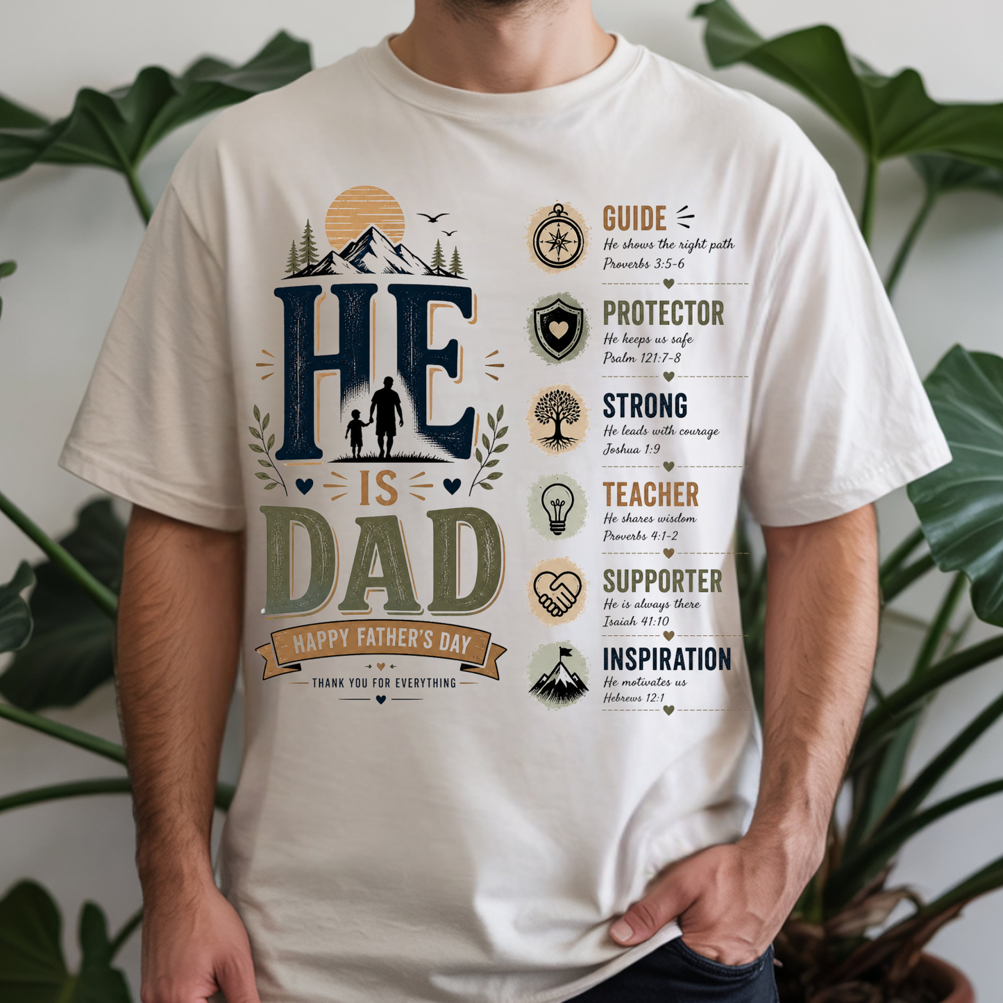 Fatherhood Vintage T-Shirt – "He is Dad" Guide, Protector & Strong Dad Tribute Tee, Father's Day Shirt