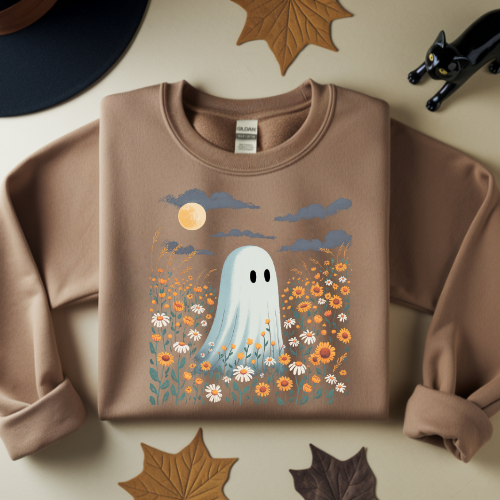 Floral Ghost Sweatshirt, Halloween Floral Apparel