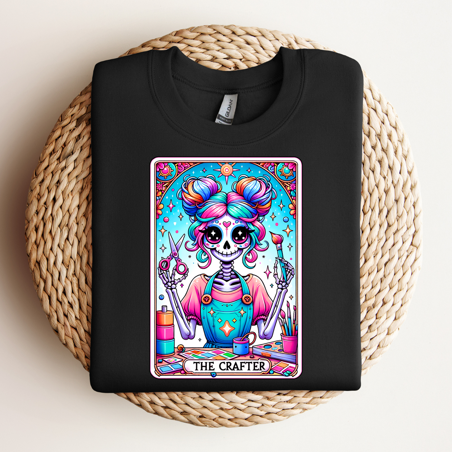 Colorful Crafter Skull Tee - Unisex Jersey Short Sleeve Shirt for Creative Souls, The Crafter Tarot Card Shirt, Funny Crafting T-Shirt, Crafter Women Shirt, Gift For Crafter,Funny Hobby Shirt,Gift For Crafter,Crafter Gifts