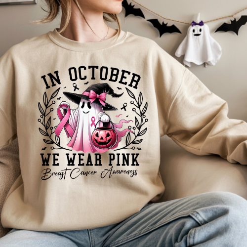 Breast Cancer Awareness Sweatshirt - We Wear Pink, Cozy Crewneck, October Support, Gift for Her, Fundraiser Gear, Hope & Awareness